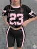 2026 Summer New women's digital soccer suit round neck short sleeved T-shirt shorts Set