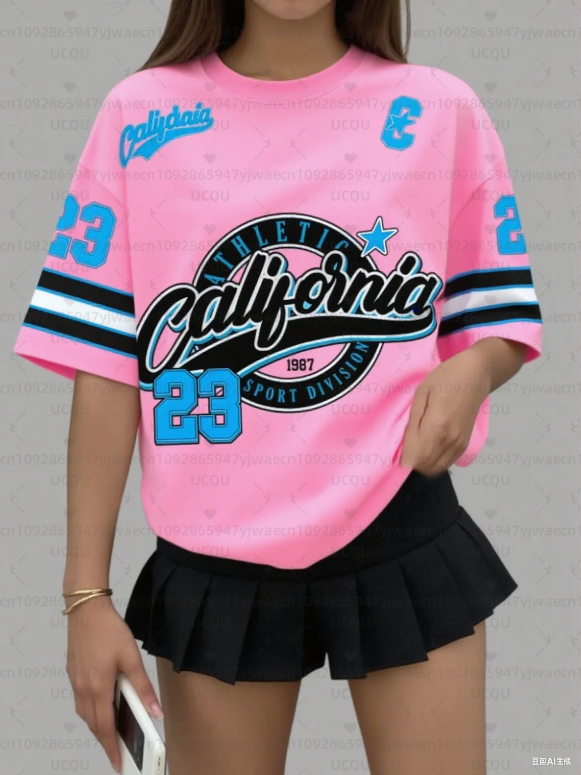2026 Women's Sports Jersey California 23 Print Short Sleeve T-Shirt Summer Graphic Tee Baseball Jerseys Plus Size