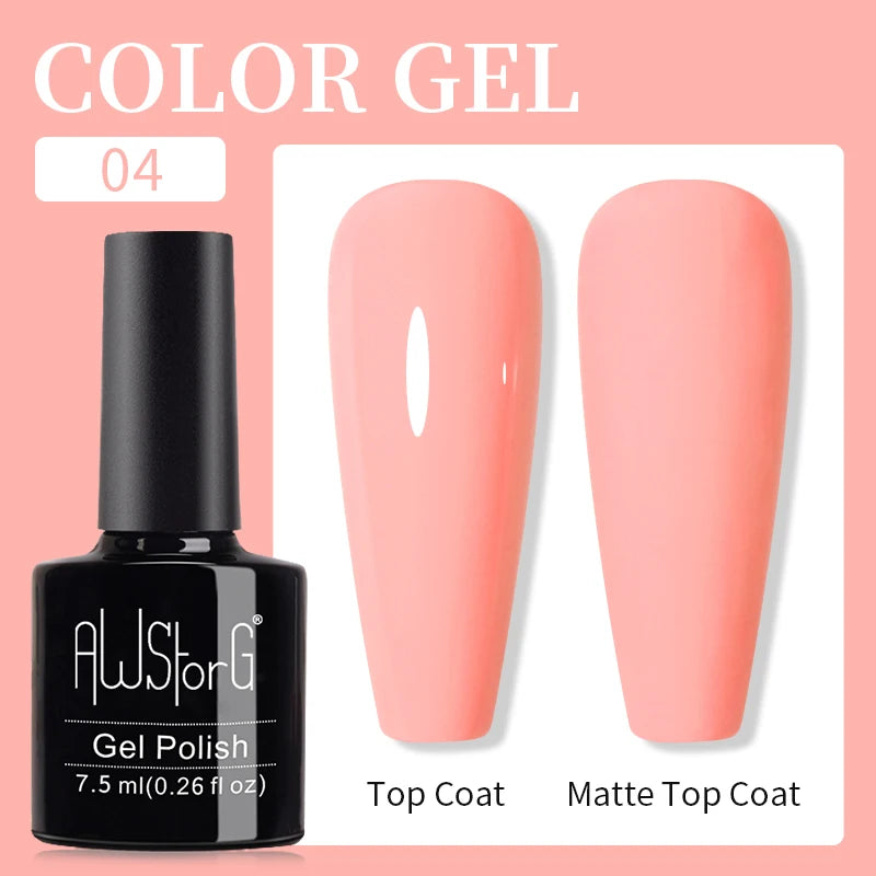 AWStorG 15ML Pink Color Gel Nail Polish Fantastic Adhesion Consistency Ultra Gorgeous Color Soak Off UV LED Semi Permanent Gel