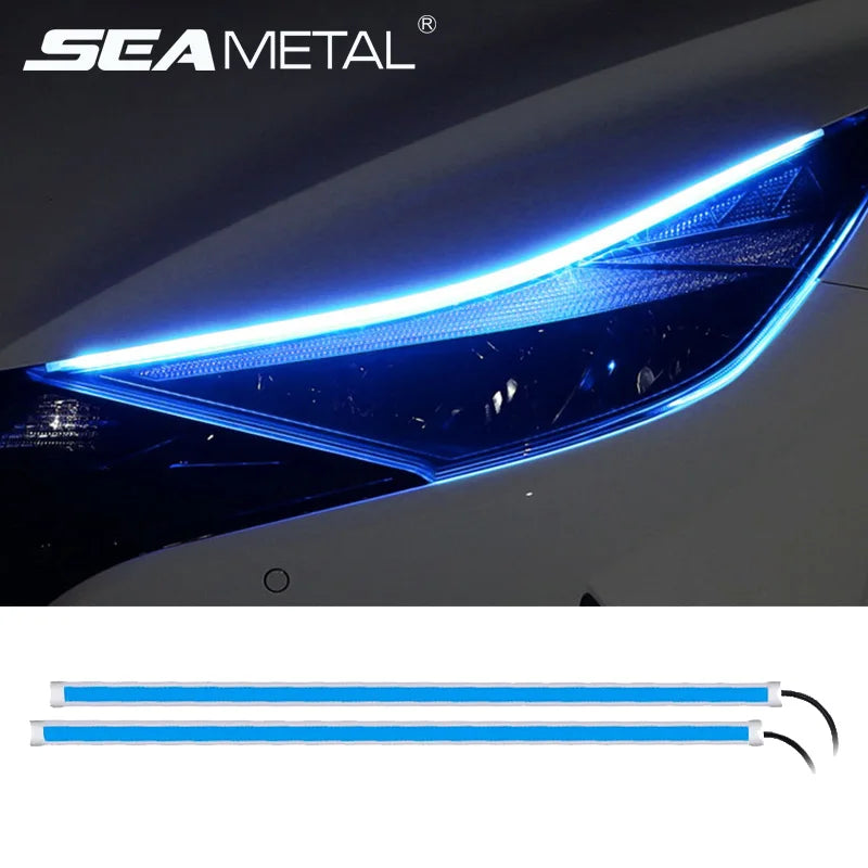 Daytime Running Light Strip Flexible Waterproof Led Signal Light Headlight Ice Blue/White DRL 12V Start-Scan Flow Lamp