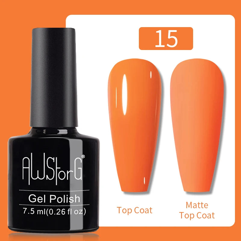 AWStorG 15ML Pink Color Gel Nail Polish Fantastic Adhesion Consistency Ultra Gorgeous Color Soak Off UV LED Semi Permanent Gel