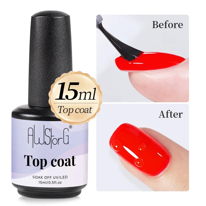 AWStorG 15ML Pink Color Gel Nail Polish Fantastic Adhesion Consistency Ultra Gorgeous Color Soak Off UV LED Semi Permanent Gel