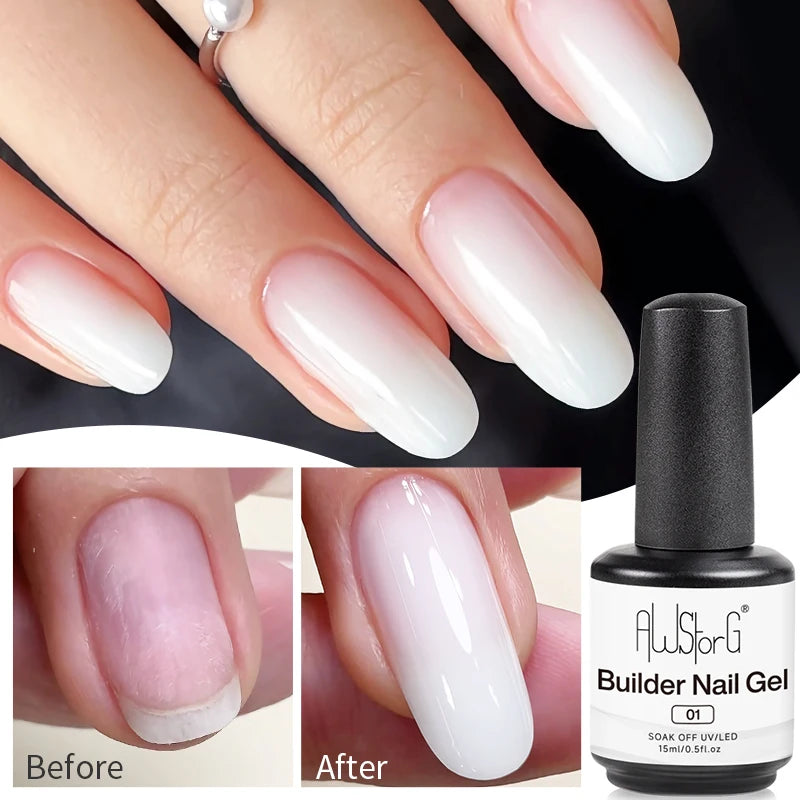 AWStorG 15ML Pink Color Gel Nail Polish Fantastic Adhesion Consistency Ultra Gorgeous Color Soak Off UV LED Semi Permanent Gel