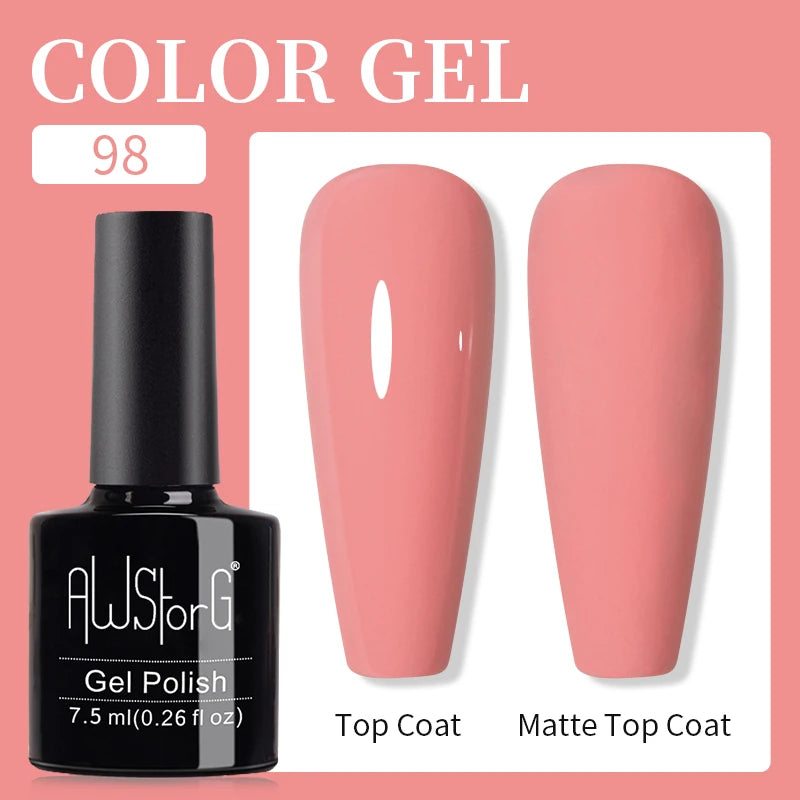 AWStorG 15ML Pink Color Gel Nail Polish Fantastic Adhesion Consistency Ultra Gorgeous Color Soak Off UV LED Semi Permanent Gel