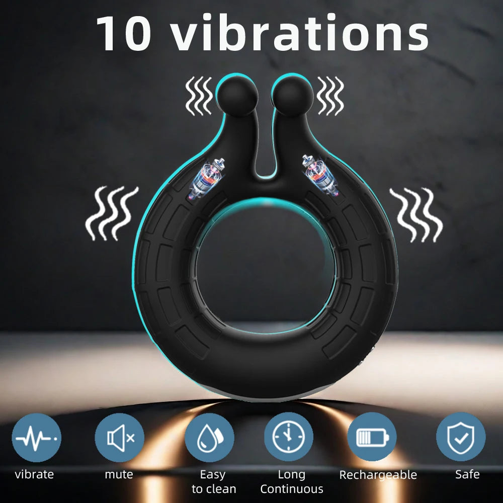 PulseX Penis Ring Vibrator Adjustable Vibrating Cock Ring Delay Ejaculation Enlargement Erection Masturbator Adult Sex Toy For Men 18+
