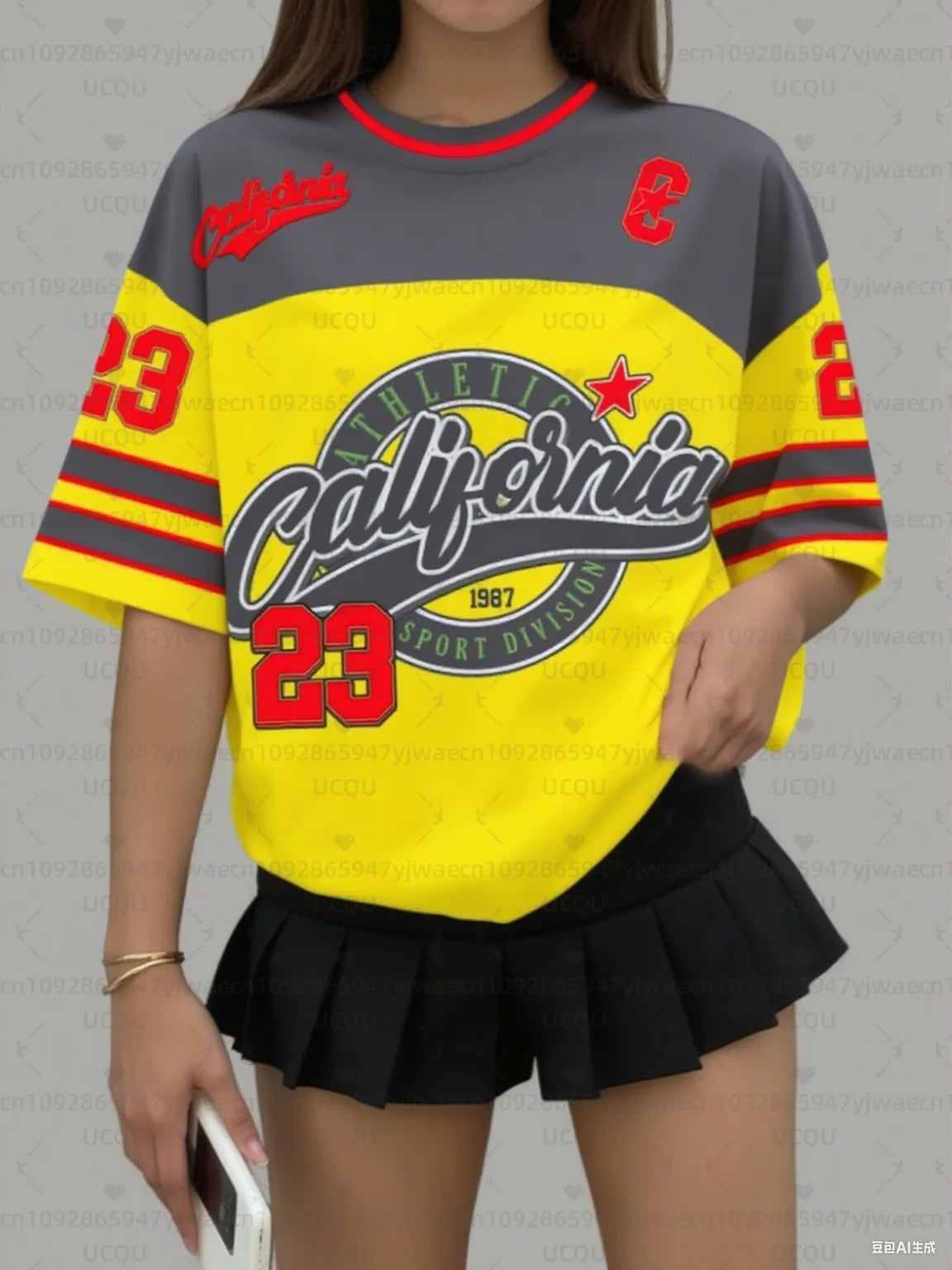 2026 Women's Sports Jersey California 23 Print Short Sleeve T-Shirt Summer Graphic Tee Baseball Jerseys Plus Size