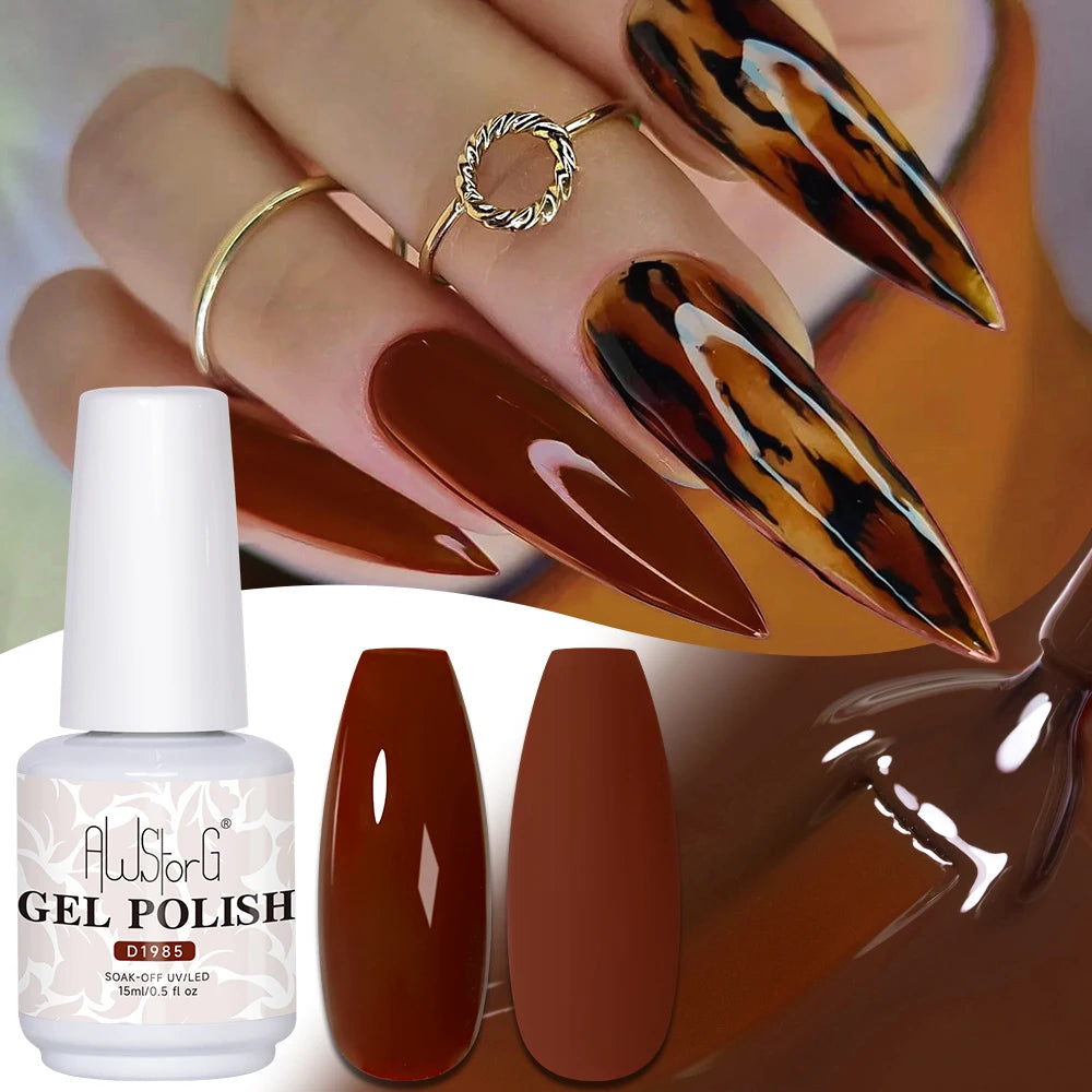 AWStorG 15ML Pink Color Gel Nail Polish Fantastic Adhesion Consistency Ultra Gorgeous Color Soak Off UV LED Semi Permanent Gel