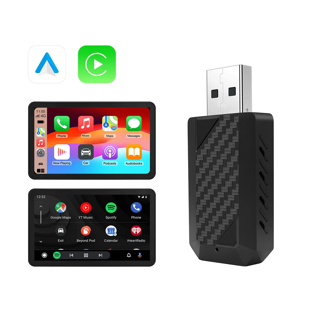 Carplay Wireless Adapter Android Auto 2in 1 Smart Dongle 2026 5G WIFI For iphone Android Phone For Volvo Benz Mg Kia Chery VW