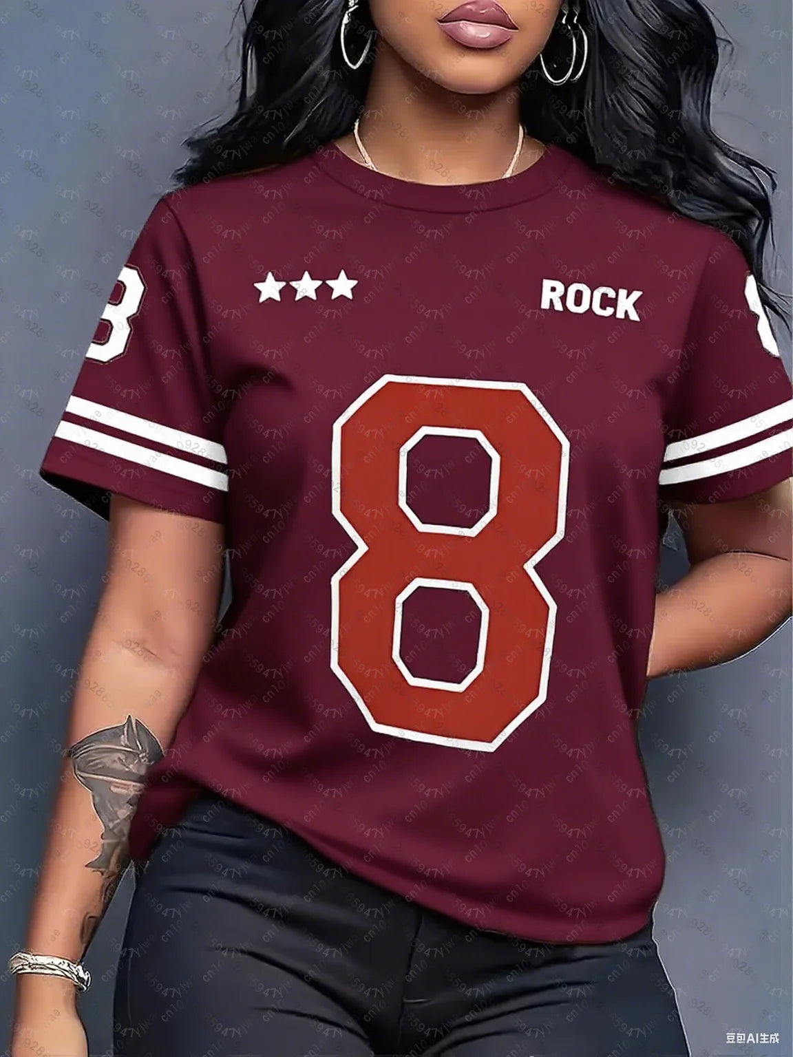 2026 Summer Couple Outfits Rock NO.8 Fashion Printed Round Neck Short Sleeve T-Shirt Graphic Jerseys Plus Size