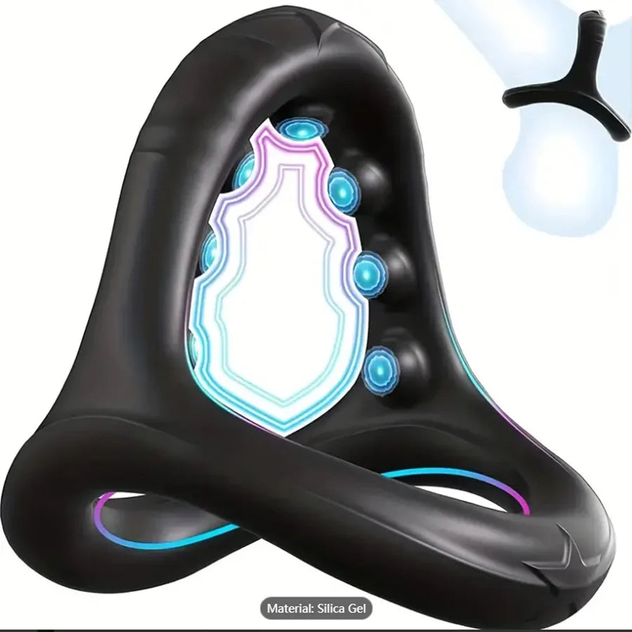 PulseX Silicone Penis Rings Cock Ring Erection Enhancing Triangular Penis Ring With Massage Beads Delayed Ejaculation Sex Toys For Men