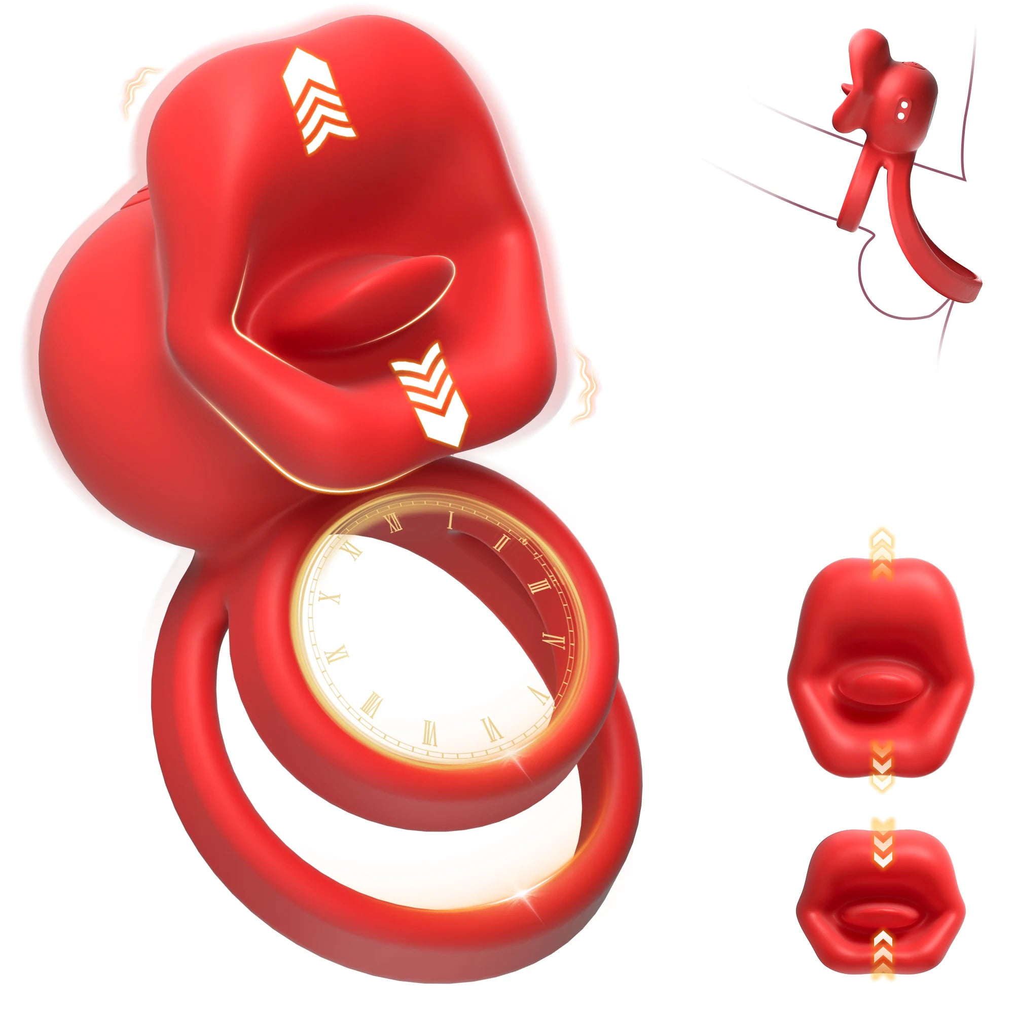 PulseX Penis Ring Vibrator Cock Ring with Tongue Licking Clitoral Stimulator Men Ejaculation Delay Cockring Adults Sex Toys for Couples