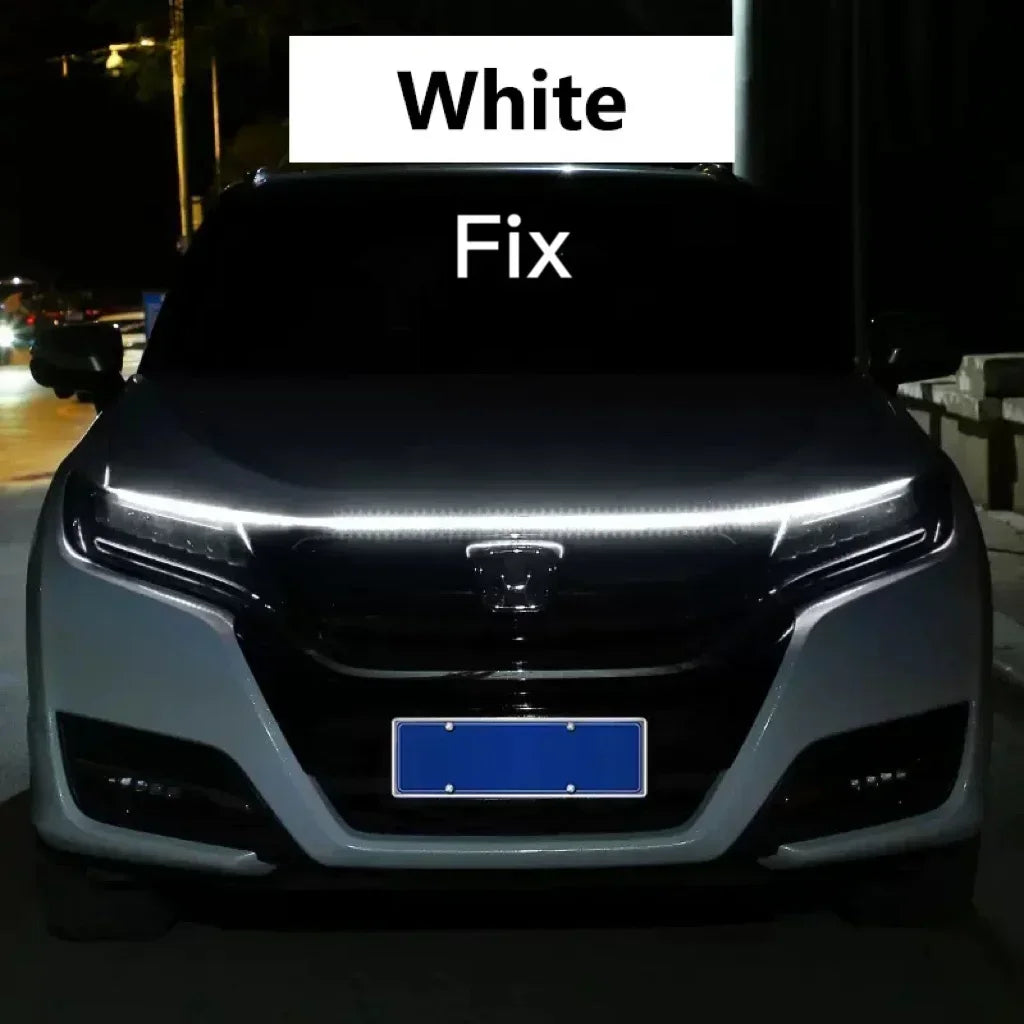 LED Car Daytime Running Light DRL With Turn Signal Lamp Car Hood Decorative Light Strip With Start Scan Meteor Dynamic 12V