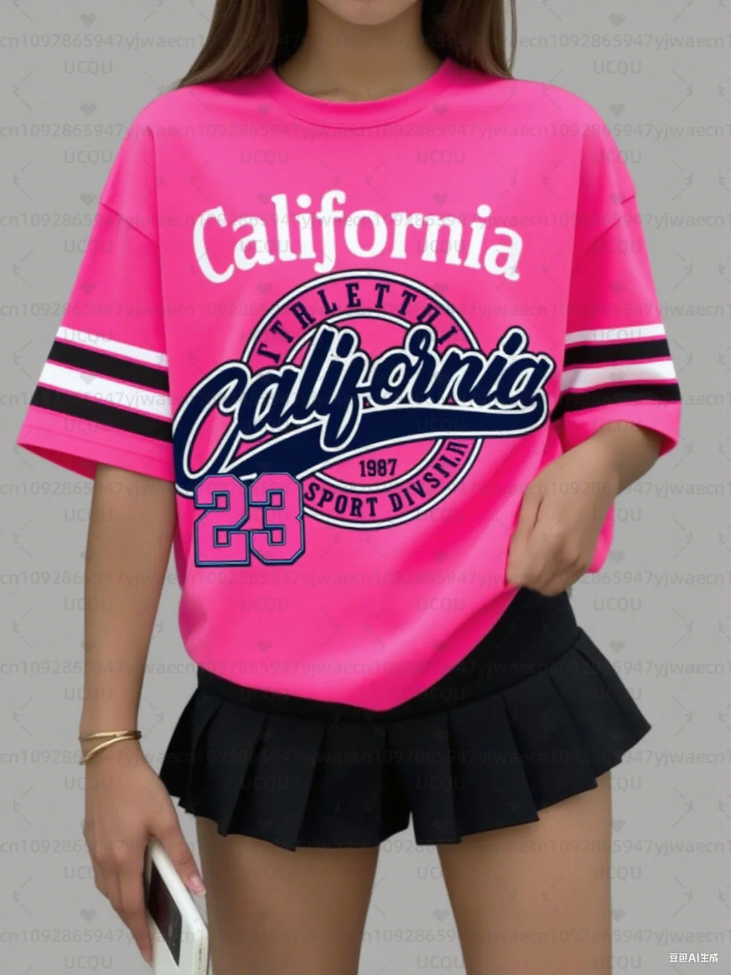 2026 Women's Sports Jersey California 23 Print Short Sleeve T-Shirt Summer Graphic Tee Baseball Jerseys Plus Size