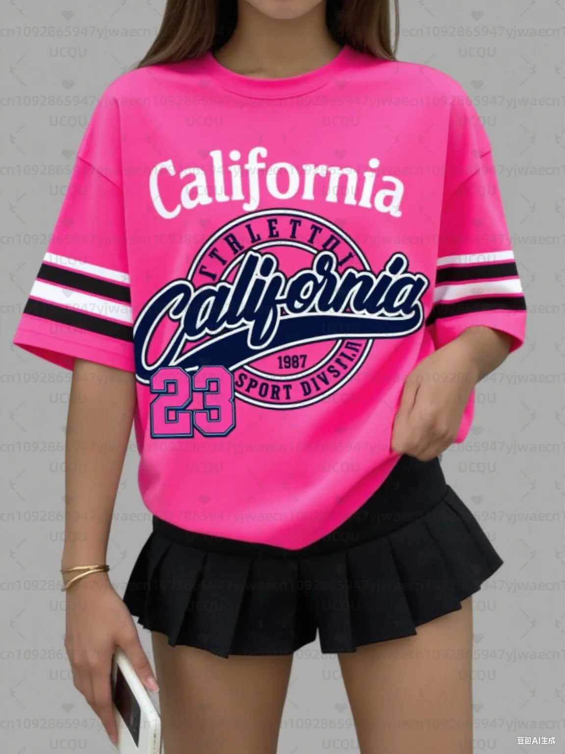 2026 Women's Sports Jersey California 23 Print Short Sleeve T-Shirt Summer Graphic Tee Baseball Jerseys Plus Size