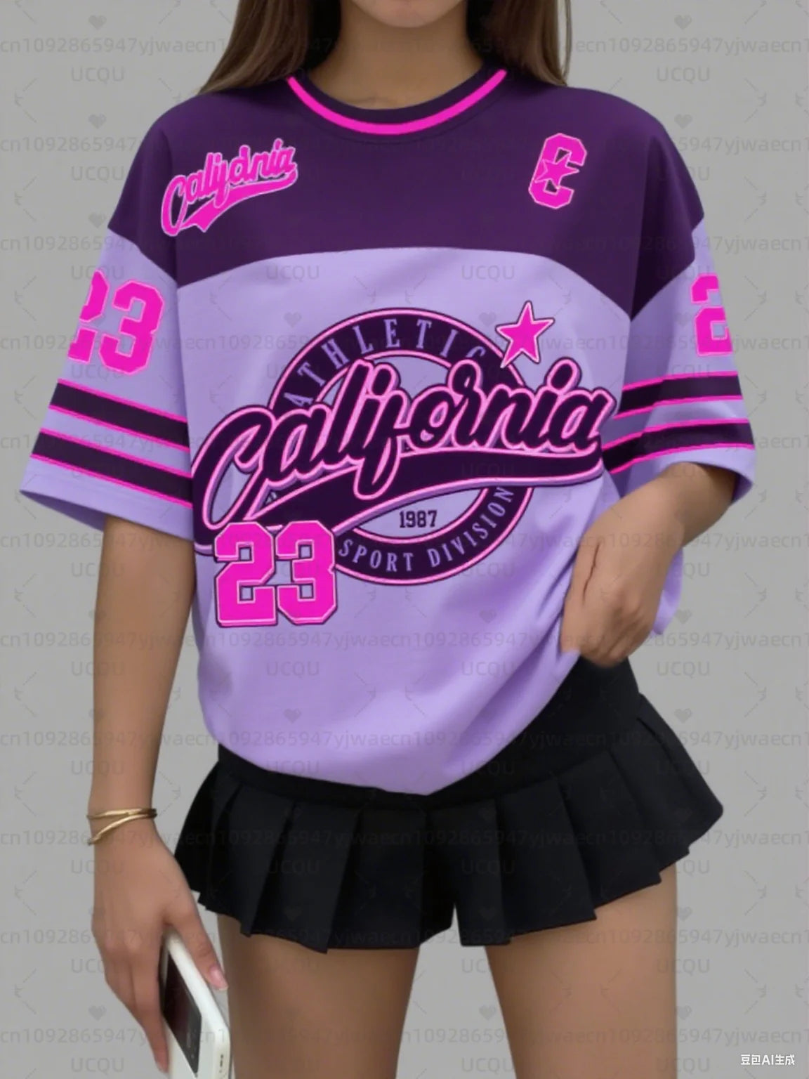 2026 Women's Sports Jersey California 23 Print Short Sleeve T-Shirt Summer Graphic Tee Baseball Jerseys Plus Size