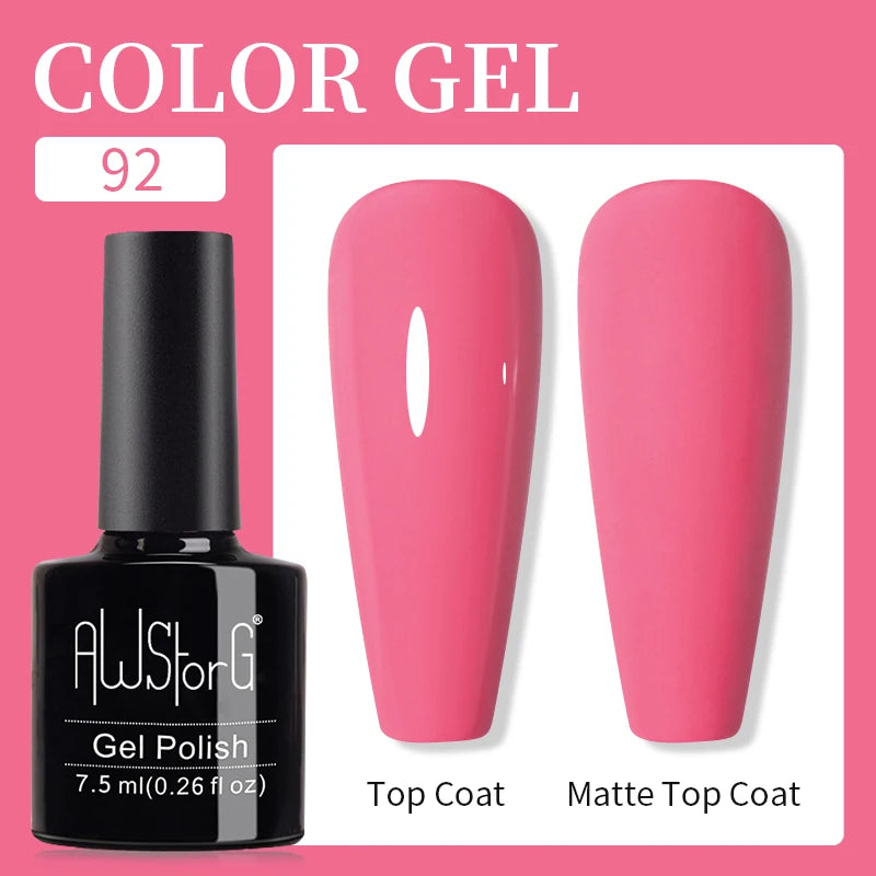 AWStorG 15ML Pink Color Gel Nail Polish Fantastic Adhesion Consistency Ultra Gorgeous Color Soak Off UV LED Semi Permanent Gel