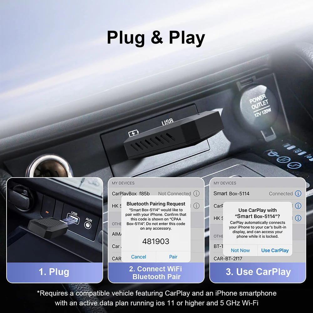 Carplay Wireless Adapter Android Auto 2in 1 Smart Dongle 2026 5G WIFI For iphone Android Phone For Volvo Benz Mg Kia Chery VW