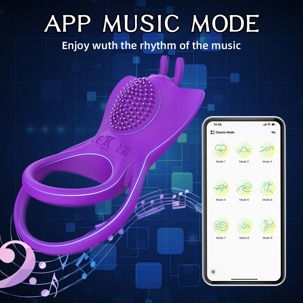 PulseX Vibrating Penis Ring For Man Penis Wearable Clitoris Stimulate Butterfly Vibrator Cock Ring Delay Ejaculation Adult Male Sextoy