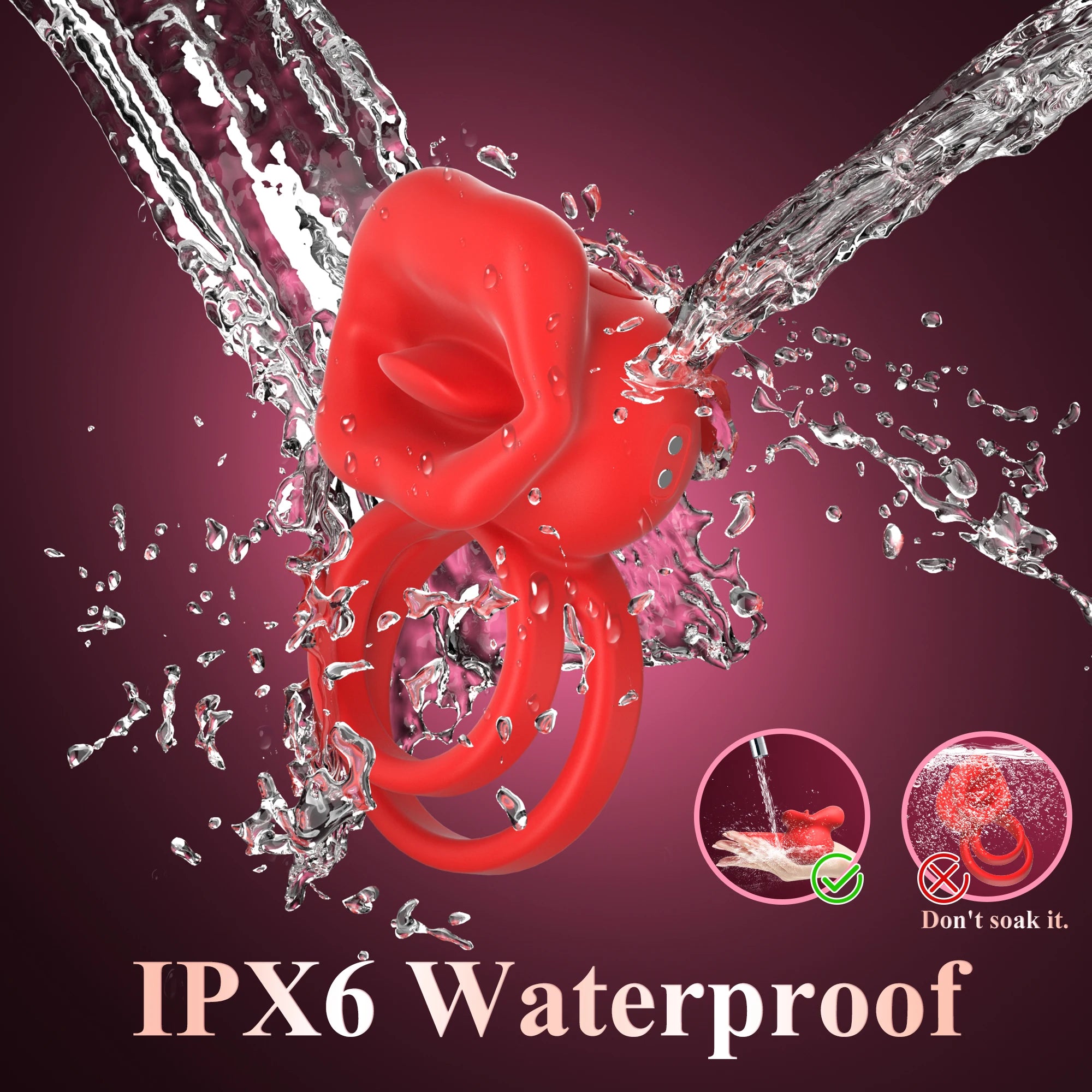 PulseX Penis Ring Vibrator Cock Ring with Tongue Licking Clitoral Stimulator Men Ejaculation Delay Cockring Adults Sex Toys for Couples