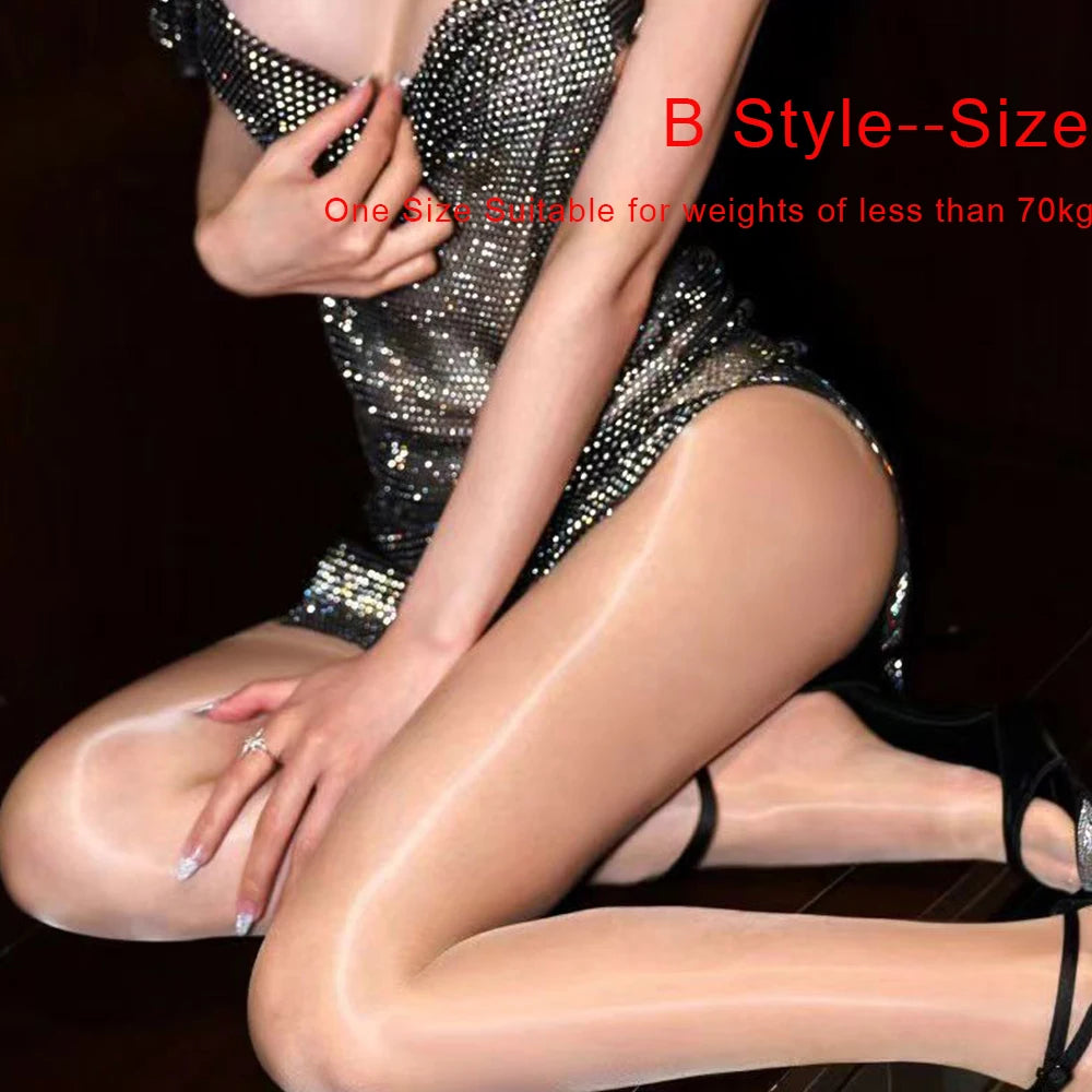 Sexy Black Horse Oil Stockings Hollow Out Stockings Glossy Oil-Like Red Stockings Long Socks Tights Elastic Socks