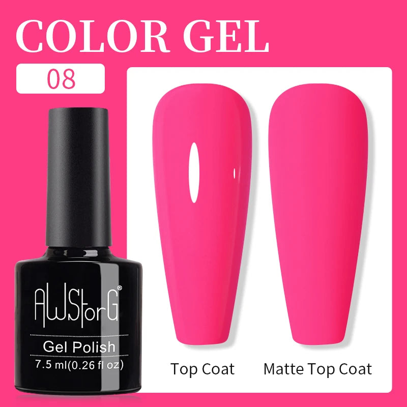 AWStorG 15ML Pink Color Gel Nail Polish Fantastic Adhesion Consistency Ultra Gorgeous Color Soak Off UV LED Semi Permanent Gel