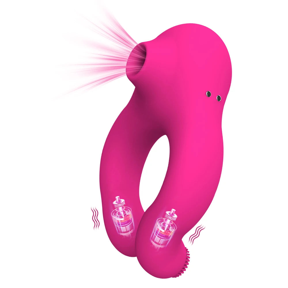 PulseX Delayed Ejaculation Penis Ring Sex Shop Soft Material Cock Ring Sucking Clit Stimulator Scrotum Massager sex Toys for Couple