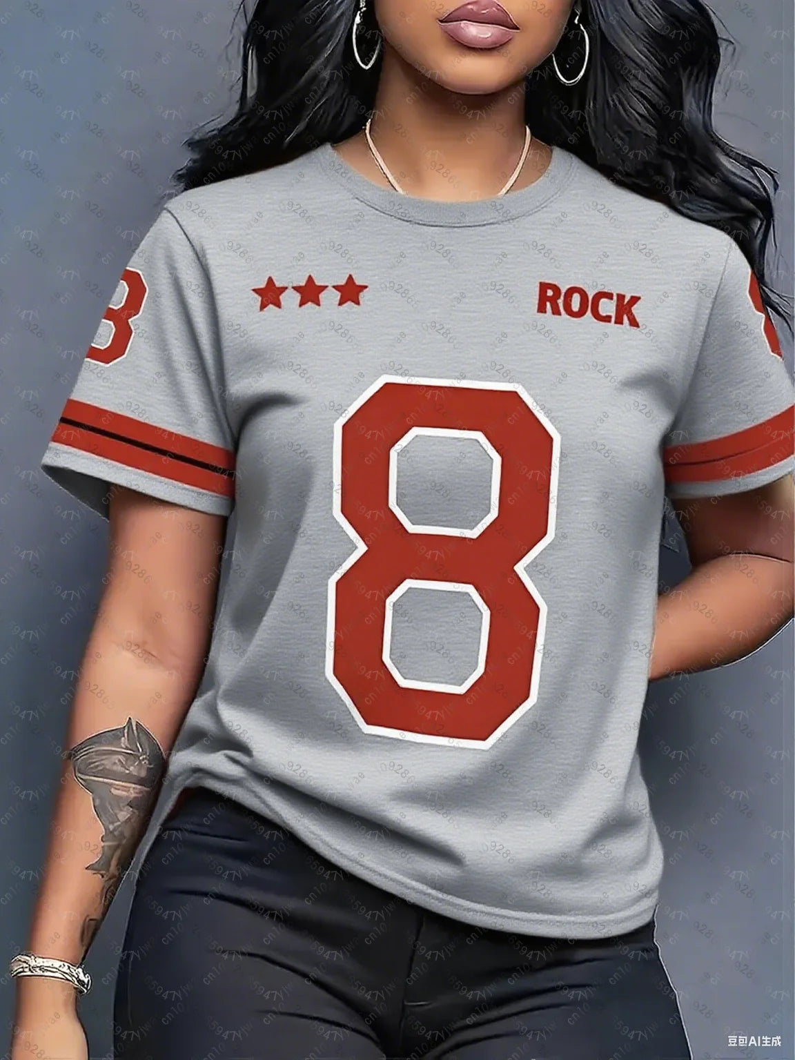 2026 Summer Couple Outfits Rock NO.8 Fashion Printed Round Neck Short Sleeve T-Shirt Graphic Jerseys Plus Size