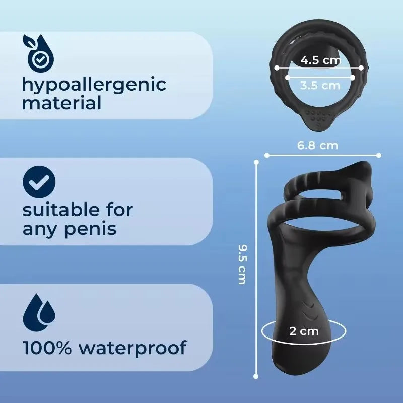 PulseX Penis Ring  Anal Vibrator Semen Lock Ring Delay Ejaculation High Elasticity Time Lasting Sex Toys for Men Couples Adult Products