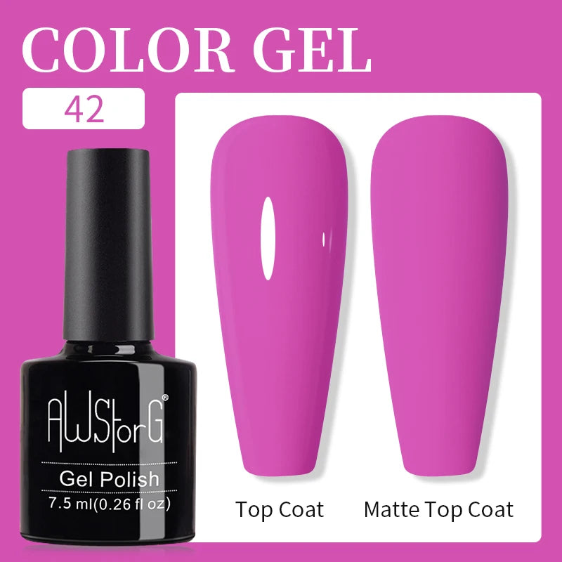 AWStorG 15ML Pink Color Gel Nail Polish Fantastic Adhesion Consistency Ultra Gorgeous Color Soak Off UV LED Semi Permanent Gel