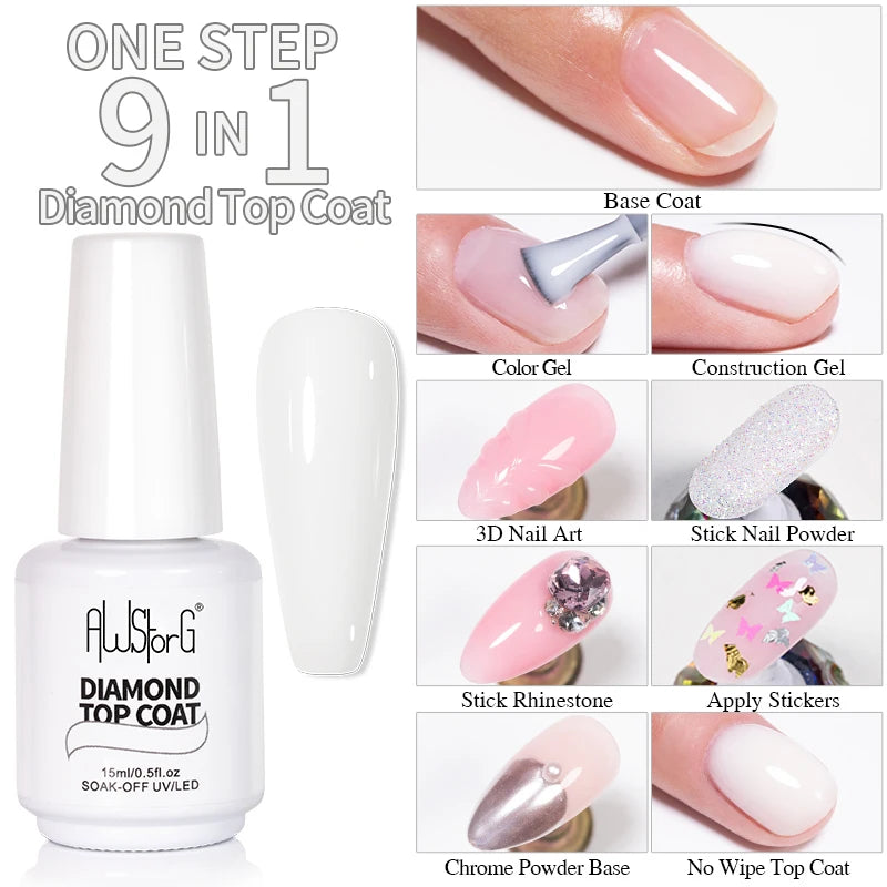 AWStorG 15ML Pink Color Gel Nail Polish Fantastic Adhesion Consistency Ultra Gorgeous Color Soak Off UV LED Semi Permanent Gel