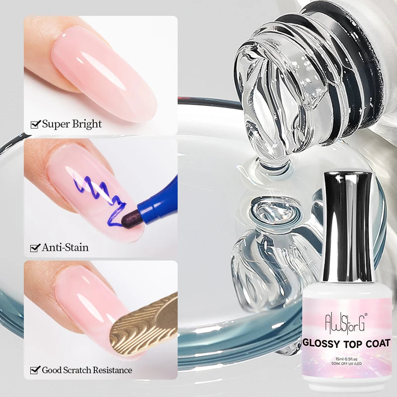 AWStorG 15ML Pink Color Gel Nail Polish Fantastic Adhesion Consistency Ultra Gorgeous Color Soak Off UV LED Semi Permanent Gel