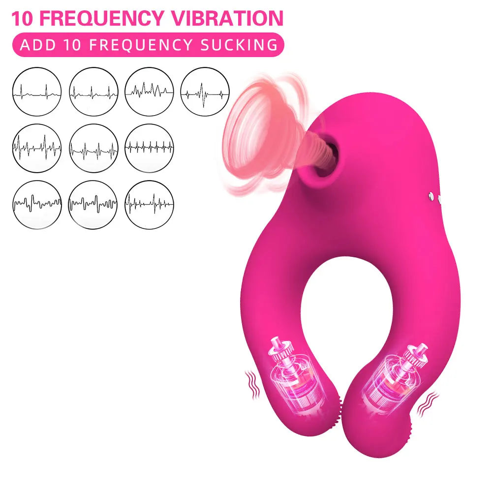 PulseX Delayed Ejaculation Penis Ring Sex Shop Soft Material Cock Ring Sucking Clit Stimulator Scrotum Massager sex Toys for Couple
