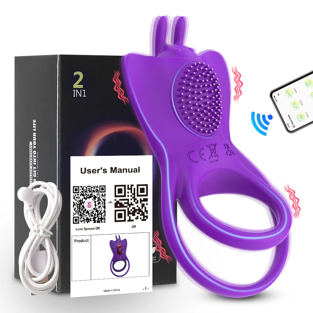 PulseX Vibrating Penis Ring For Man Penis Wearable Clitoris Stimulate Butterfly Vibrator Cock Ring Delay Ejaculation Adult Male Sextoy