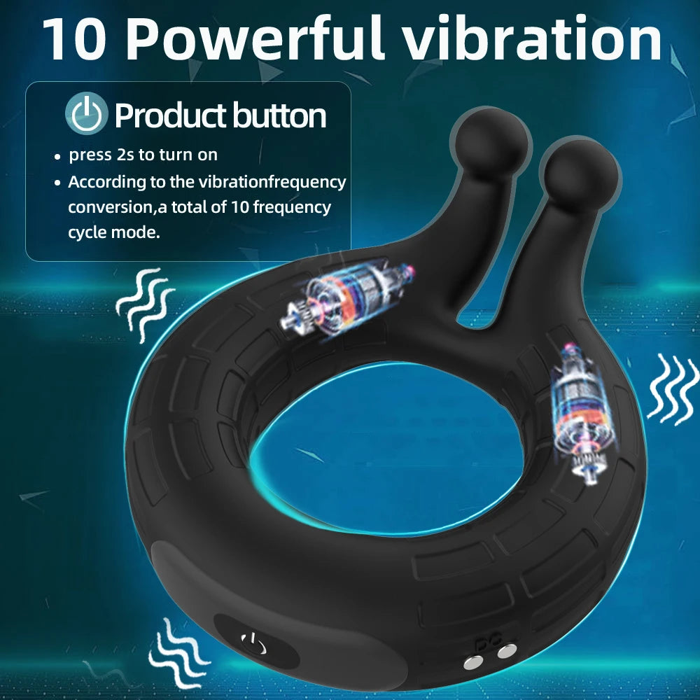 PulseX Penis Ring Vibrator Adjustable Vibrating Cock Ring Delay Ejaculation Enlargement Erection Masturbator Adult Sex Toy For Men 18+