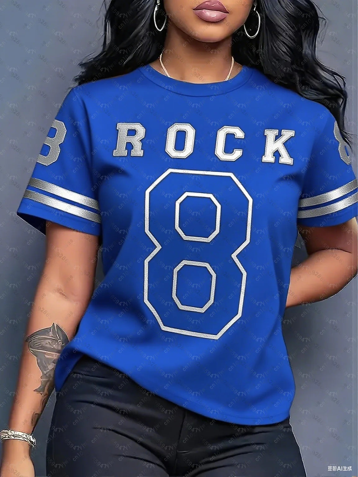 2026 Summer Couple Outfits Rock NO.8 Fashion Printed Round Neck Short Sleeve T-Shirt Graphic Jerseys Plus Size