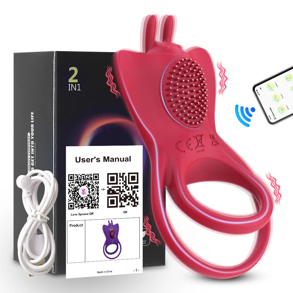 PulseX Vibrating Penis Ring For Man Penis Wearable Clitoris Stimulate Butterfly Vibrator Cock Ring Delay Ejaculation Adult Male Sextoy