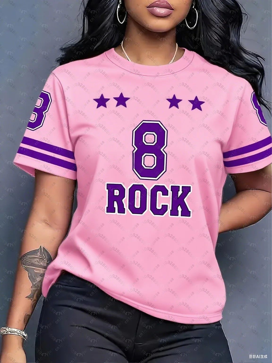 2026 Summer Couple Outfits Rock NO.8 Fashion Printed Round Neck Short Sleeve T-Shirt Graphic Jerseys Plus Size