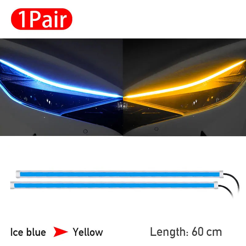 Daytime Running Light Strip Flexible Waterproof Led Signal Light Headlight Ice Blue/White DRL 12V Start-Scan Flow Lamp